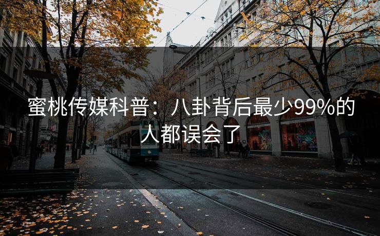 蜜桃传媒科普：八卦背后最少99%的人都误会了