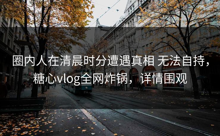 圈内人在清晨时分遭遇真相 无法自持，糖心vlog全网炸锅，详情围观