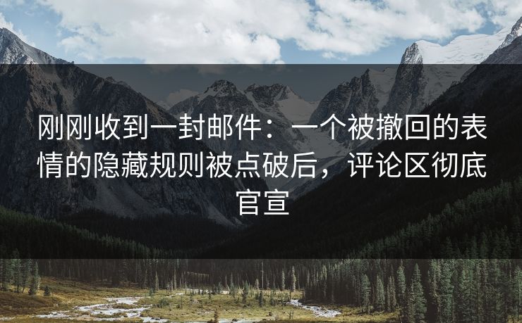 刚刚收到一封邮件：一个被撤回的表情的隐藏规则被点破后，评论区彻底官宣